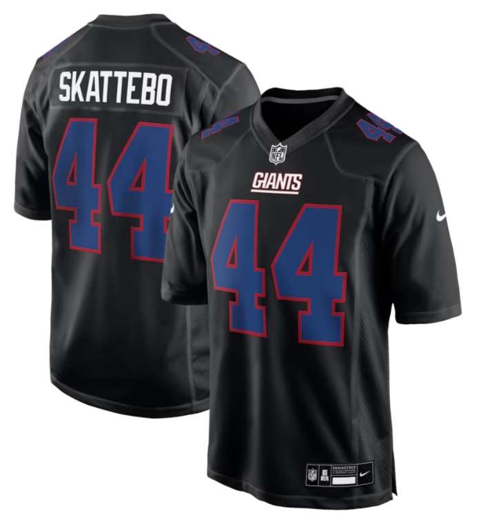 Men's New York Giants #44 Cam Skattebo Black Fashion Stitched Game Jersey