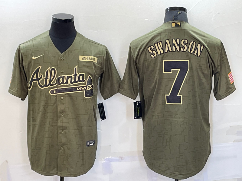 Men's Atlanta Braves #7 Dansby Swanso Camo Salute To Service Cool Base Stitched Jersey Men's Atlanta Braves #7 Dansby Swanso Camo Salute To Service Cool Base Stitched Jersey