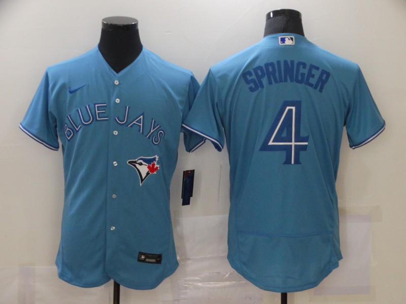 Men's Toronto Blue Jays #4 George Springer 2020 Blue Flex Base Stitched Jersey Men's Toronto Blue Jays #4 George Springer 2020 Blue Flex Base Stitched Jersey