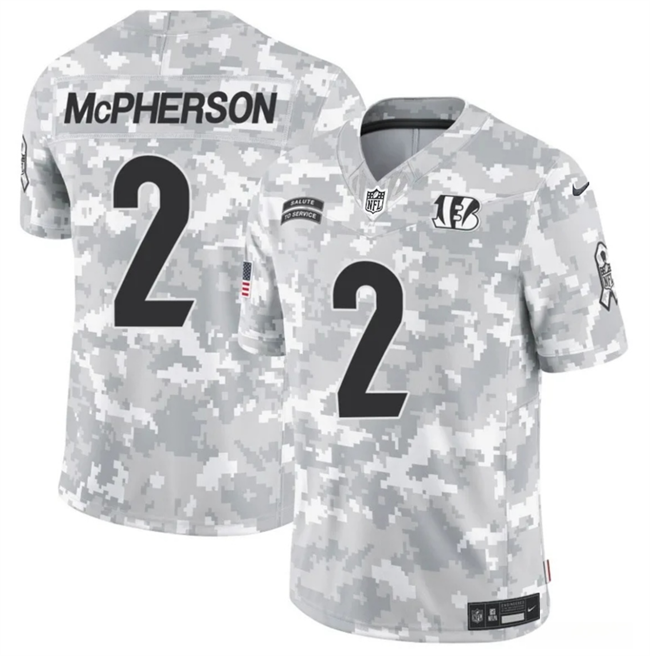 Men's Cincinnati Bengals #2 Evan McPherson 2024 F.U.S.E Arctic Camo Salute to Service Limited Stitched Football Jersey Men's Cincinnati Bengals #2 Evan McPherson 2024 F.U.S.E Arctic Camo Salute to Service Limited Stitched Football Jersey