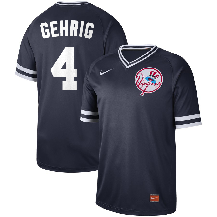 Men's New York Yankees #4 Lou Gehrig Navy Cooperstown Legend Collection Stitched MLB Jersey Men's New York Yankees #4 Lou Gehrig Navy Cooperstown Legend Collection Stitched MLB Jersey