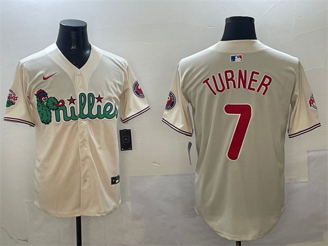 Men's Philadelphia Phillies #7 Trea Turner Cream Phanatic Limited Stitched Jersey Men's Philadelphia Phillies #7 Trea Turner Cream Phanatic Limited Stitched Jersey