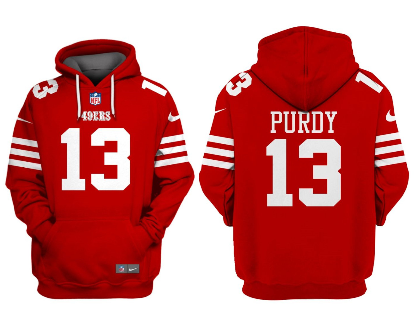 Men's San Francisco 49ers #13 Brock Purdy Red Alternate Pullover Hoodie Men's San Francisco 49ers #13 Brock Purdy Red Alternate Pullover Hoodie