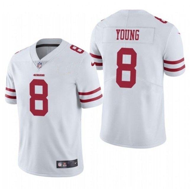 Men's San Francisco 49ers #8 Steve Young White Vapor Untouchable Stitched Baseball Jersey Men's San Francisco 49ers #8 Steve Young White Vapor Untouchable Stitched Baseball Jersey