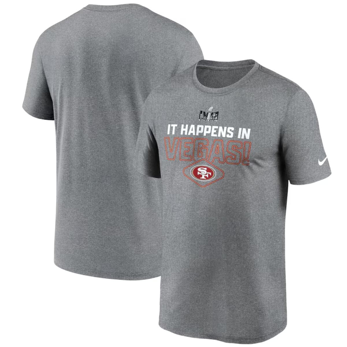 Men's San Francisco 49ers Heather Gray Super Bowl LVIII Logo Lockup T-Shirt Men's San Francisco 49ers Heather Gray Super Bowl LVIII Logo Lockup T-Shirt