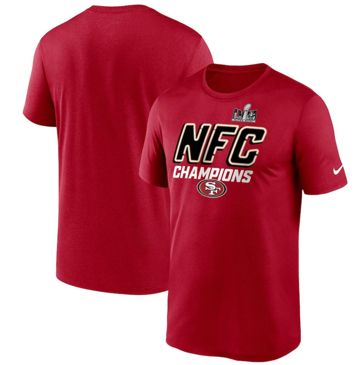 Men's San Francisco 49ers Scarlet 2023 NFC Champions Iconic T-Shirt Men's San Francisco 49ers Scarlet 2023 NFC Champions Iconic T-Shirt