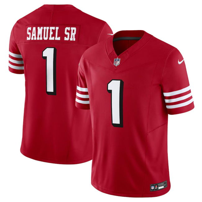 Men's San Francisco 49ers #1 Deebo Samuel New Red F.U.S.E. Vapor Untouchable Limited Stitched Football Jersey Men's San Francisco 49ers #1 Deebo Samuel New Red F.U.S.E. Vapor Untouchable Limited Stitched Football Jersey