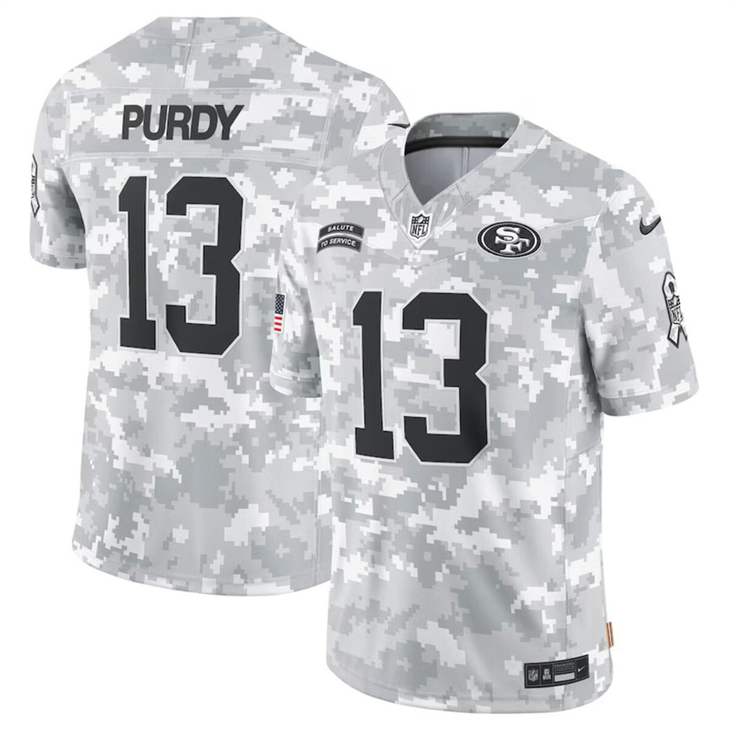 Men's San Francisco 49ers #13 Brock Purdy 2024 F.U.S.E Arctic Camo Salute to Service Limited Stitched Football Jersey Men's San Francisco 49ers #13 Brock Purdy 2024 F.U.S.E Arctic Camo Salute to Service Limited Stitched Football Jersey