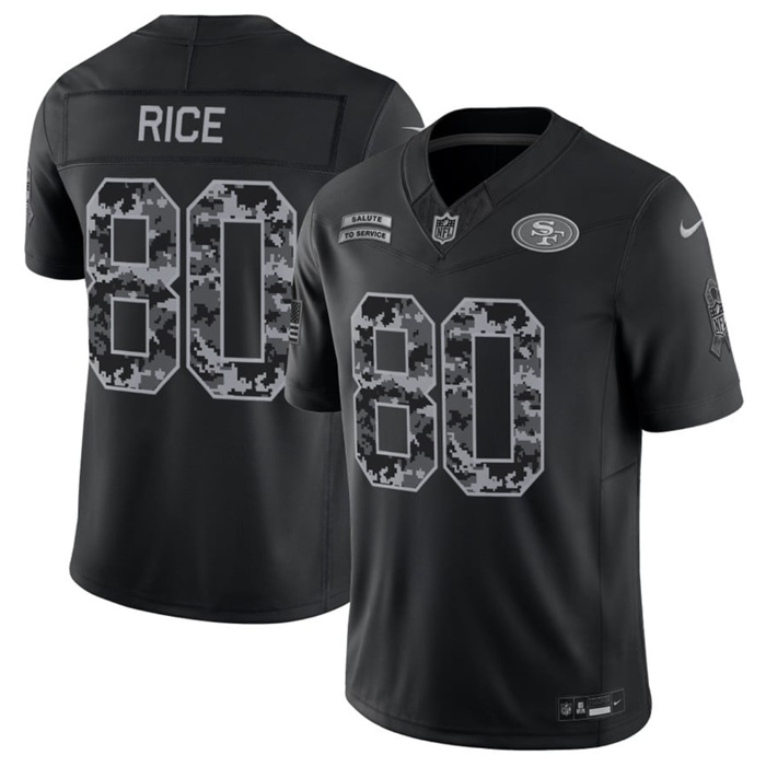 Men's San Francisco 49ers #80 Jerry Rice Black F.U.S.E. 2026 Salute to Service Limited Stitched Football Jersey