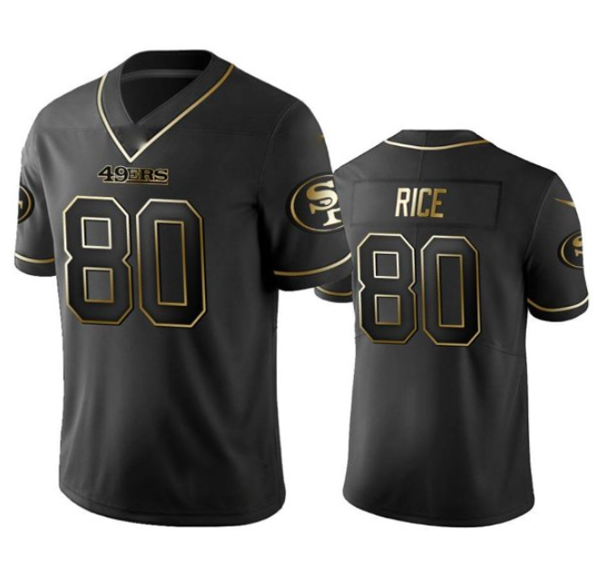 Men's San Francisco 49ers #80 Jerry Rice Black Gold Stitched Jersey Men's San Francisco 49ers #80 Jerry Rice Black Gold Stitched Jersey
