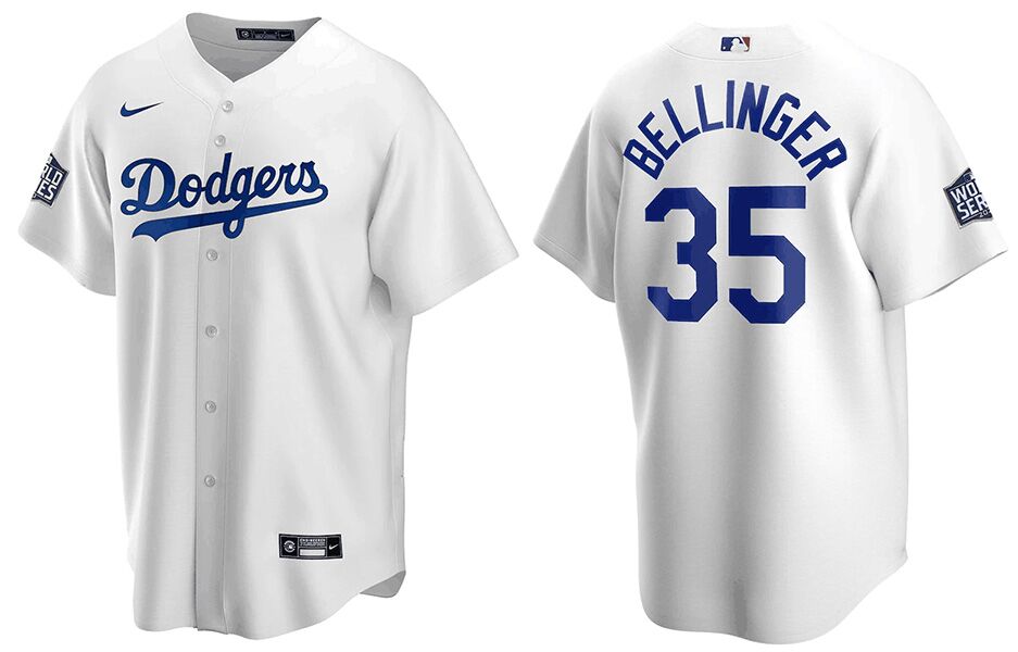 Men's Los Angeles Dodgers #35 Cody Bellinger White 2020 World Series Bound stitched MLB Jersey Men's Los Angeles Dodgers #35 Cody Bellinger White 2020 World Series Bound stitched MLB Jersey