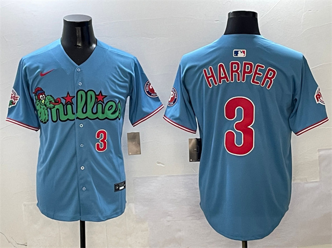 Men's Philadelphia Phillies #3 Bryce Harper Light Blue Phanatic Limited Stitched Jersey Men's Philadelphia Phillies #3 Bryce Harper Light Blue Phanatic Limited Stitched Jersey