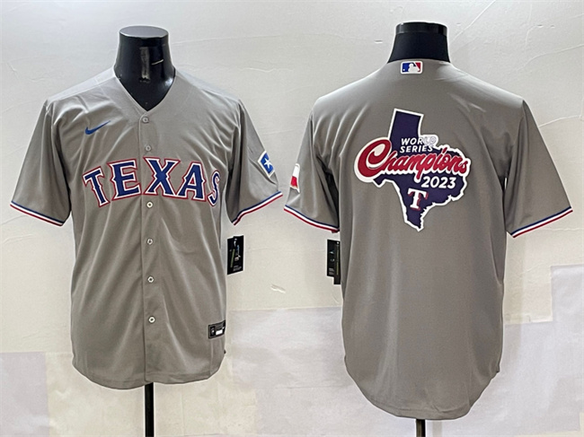 Men's Texas Rangers Team Big Logo Grey With Patch Cool Base Stitched Baseball Jersey Men's Texas Rangers Team Big Logo Grey With Patch Cool Base Stitched Baseball Jersey