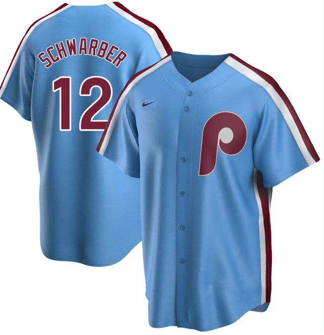 Men's Philadelphia Phillies #12 Kyle Schwarber Blue Cool Base Stitched Jersey Men's Philadelphia Phillies #12 Kyle Schwarber Blue Cool Base Stitched Jersey