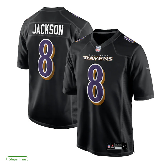 Men's Baltimore Ravens #8  Lamar Jackson Fashion Limited Stitched Football Game
