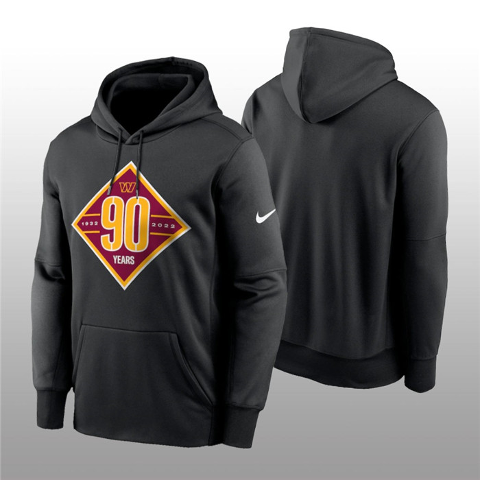 Men's Washington Commanders Blank Black 90th Anniversary Performance Pullover Hoodie Men's Washington Commanders Blank Black 90th Anniversary Performance Pullover Hoodie