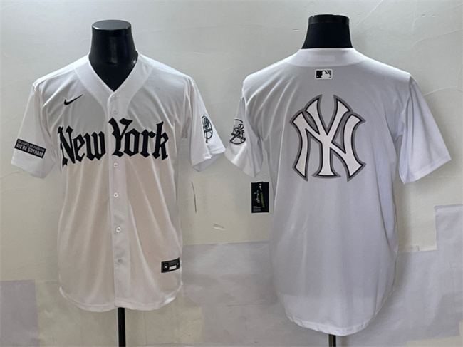 Men's New York Yankees Team Big Logo White 'Gothic Legacy Edition' Vapor Premier Limited Stitched Baseball Jersey 003 Men's New York Yankees Team Big Logo White 'Gothic Legacy Edition' Vapor Premier Limited Stitched Baseball Jersey 003
