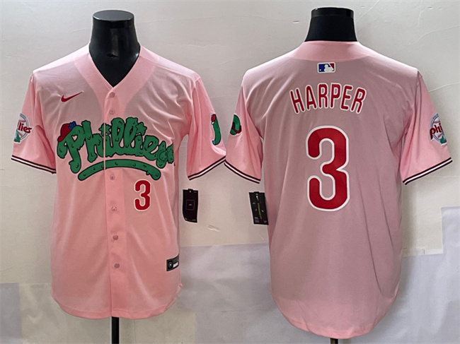 Men's Philadelphia Phillies #3 Bryce Harper Pink Phanatic Limited Stitched Jersey Men's Philadelphia Phillies #3 Bryce Harper Pink Phanatic Limited Stitched Jersey