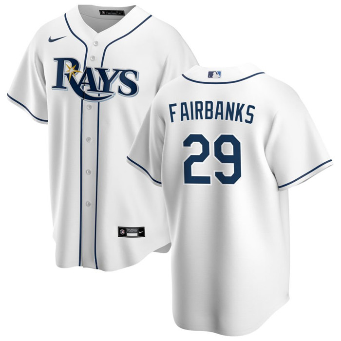 Men's Tampa Bay Rays #29 Pete Fairbanks White Cool Base Stitched Baseball Jersey Men's Tampa Bay Rays #29 Pete Fairbanks White Cool Base Stitched Baseball Jersey