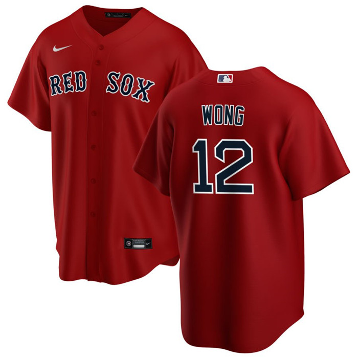 Men's Boston Red Sox #12 Connor Wong Red Cool Base Stitched Jersey Men's Boston Red Sox #12 Connor Wong Red Cool Base Stitched Jersey