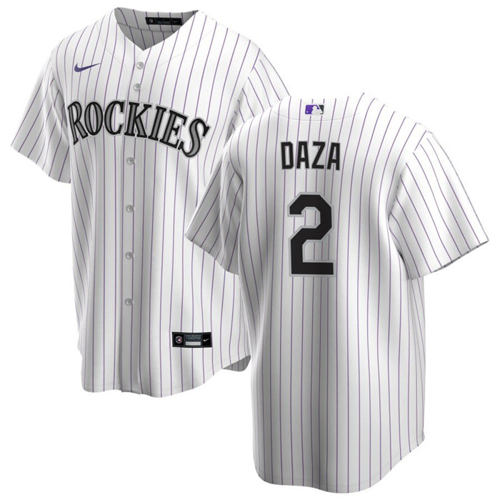Men's Colorado Rockies #2 Yonathan Daza White Stitched Baseball Jersey Men's Colorado Rockies #2 Yonathan Daza White Stitched Baseball Jersey