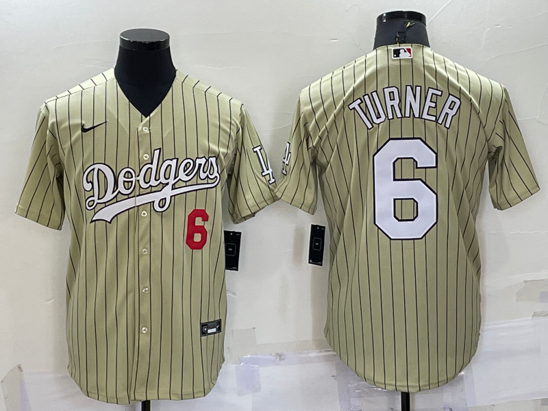 Men's Los Angeles Dodgers #6 Trea Turner Cream Cool Base Stitched Jersey Men's Los Angeles Dodgers #6 Trea Turner Cream Cool Base Stitched Jersey