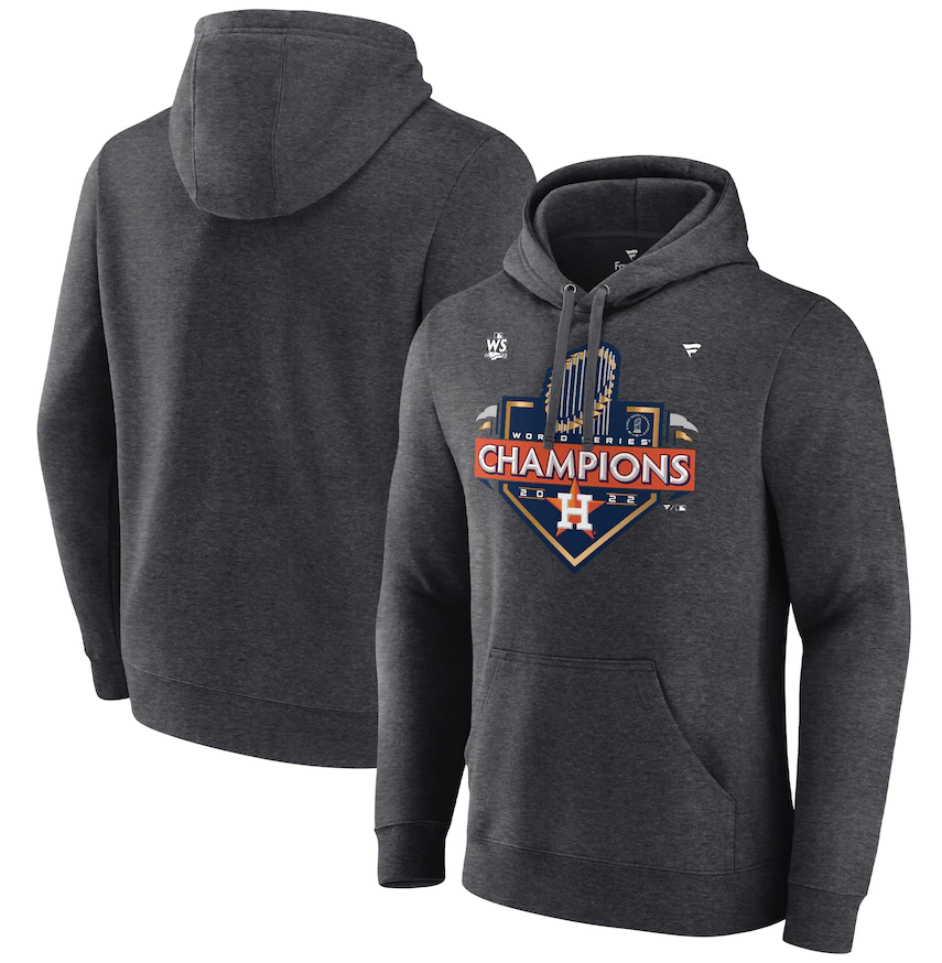Men's Houston Astros Heather Charcoal 2022 World Series Champions Locker Room Pullover Hoodie Men's Houston Astros Heather Charcoal 2022 World Series Champions Locker Room Pullover Hoodie