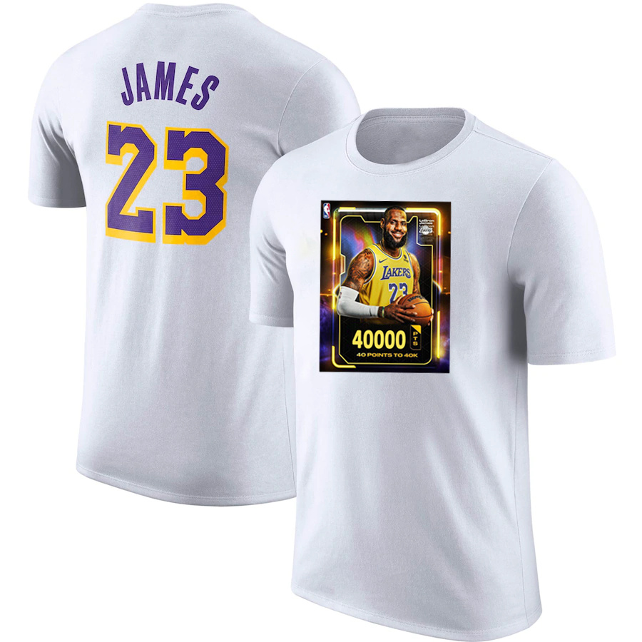 Men's Los Angeles Lakers #23 LeBron James White T-Shirt Men's Los Angeles Lakers #23 LeBron James White T-Shirt