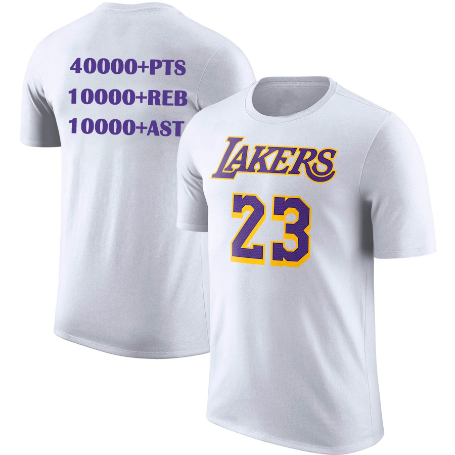 Men's Los Angeles Lakers #23 LeBron James White T-Shirt Men's Los Angeles Lakers #23 LeBron James White T-Shirt