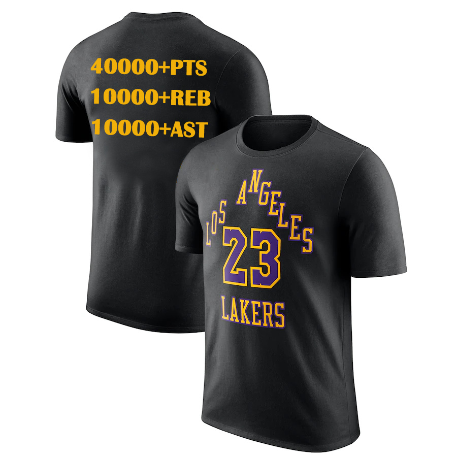 Men's Los Angeles Lakers #23 LeBron James Black T-Shirt Men's Los Angeles Lakers #23 LeBron James Black T-Shirt