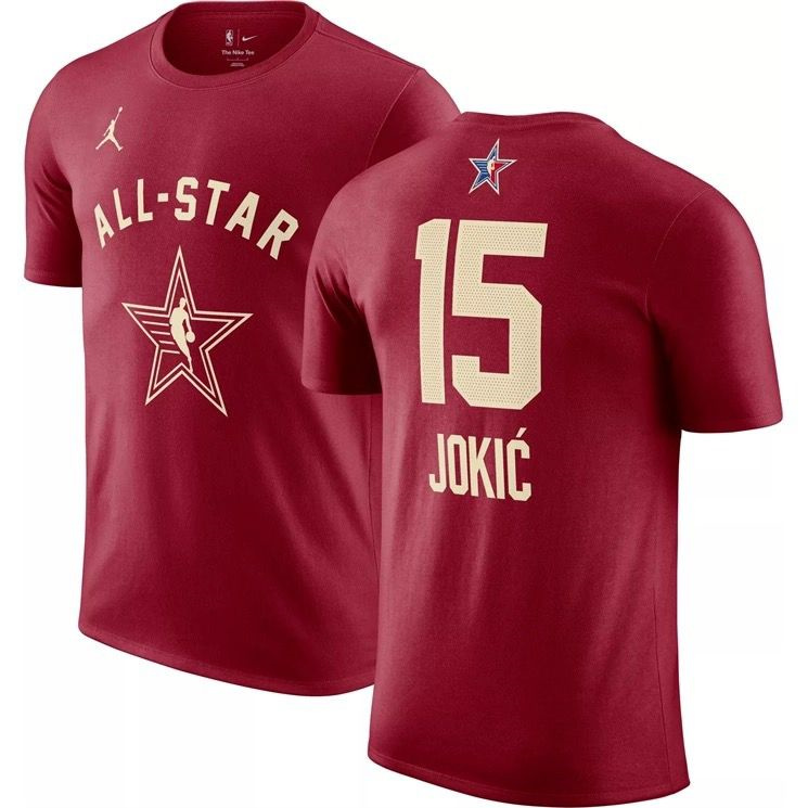 Men's 2024 All-Star #15 Nikola Jokic Crimson T-Shirt Men's 2024 All-Star #15 Nikola Jokic Crimson T-Shirt