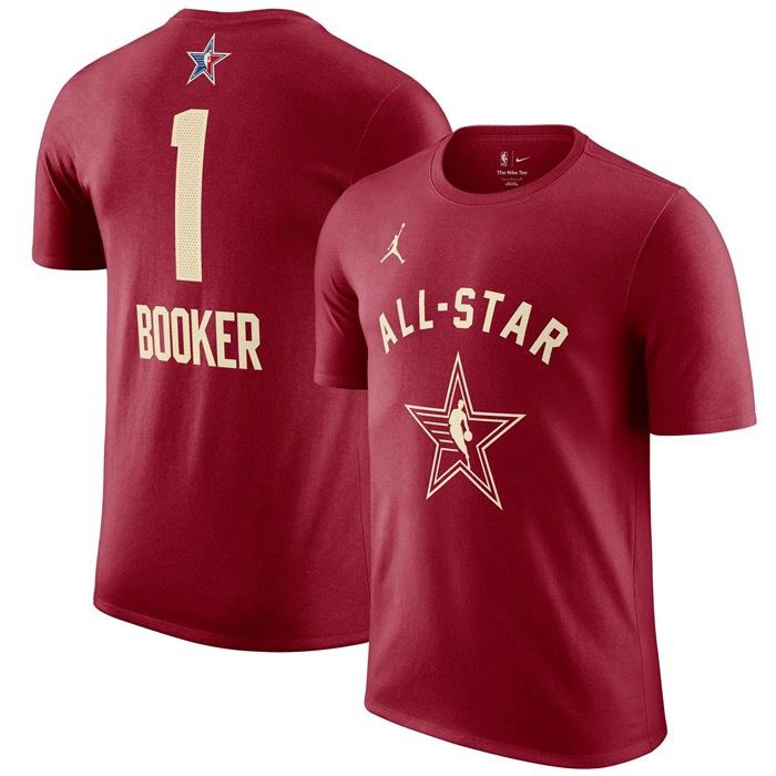 Men's 2024 All-Star #1 Devin Booker Crimson T-Shirt Men's 2024 All-Star #1 Devin Booker Crimson T-Shirt