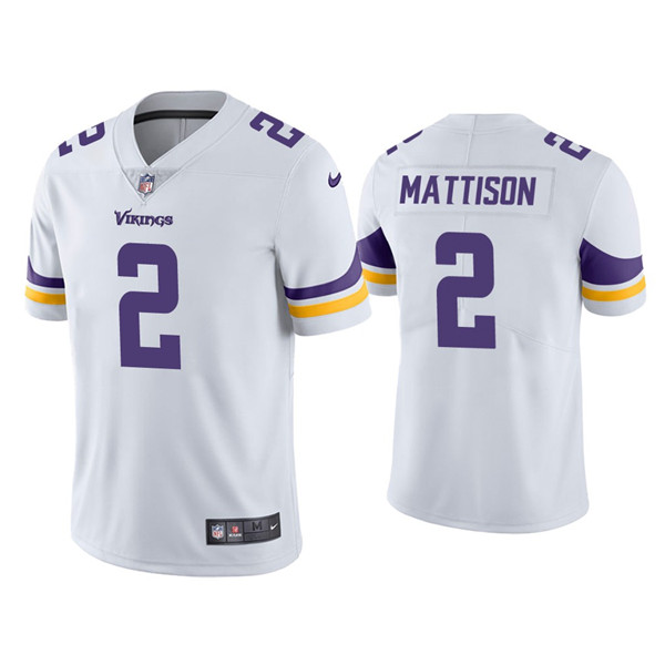 Men's Minnesota Vikings #2 Alexander Mattison White Vapor Untouchable Limited Stitched Jersey Men's Minnesota Vikings #2 Alexander Mattison White Vapor Untouchable Limited Stitched Jersey