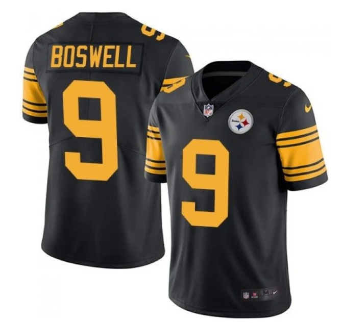 Men's Pittsburgh Steelers #9 Chris Boswell Black Vapor Color Rush Stitched Jersey Men's Pittsburgh Steelers #9 Chris Boswell Black Vapor Color Rush Stitched Jersey
