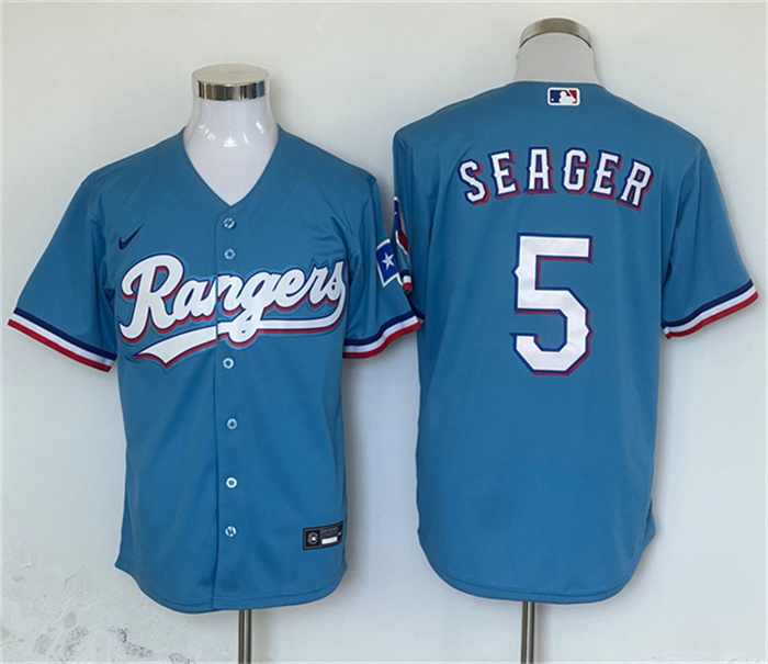 Men's Texas Rangers #5 Corey Seager Blue With Patch Cool Base Stitched MLB Jersey Men's Texas Rangers #5 Corey Seager Blue With Patch Cool Base Stitched MLB Jersey