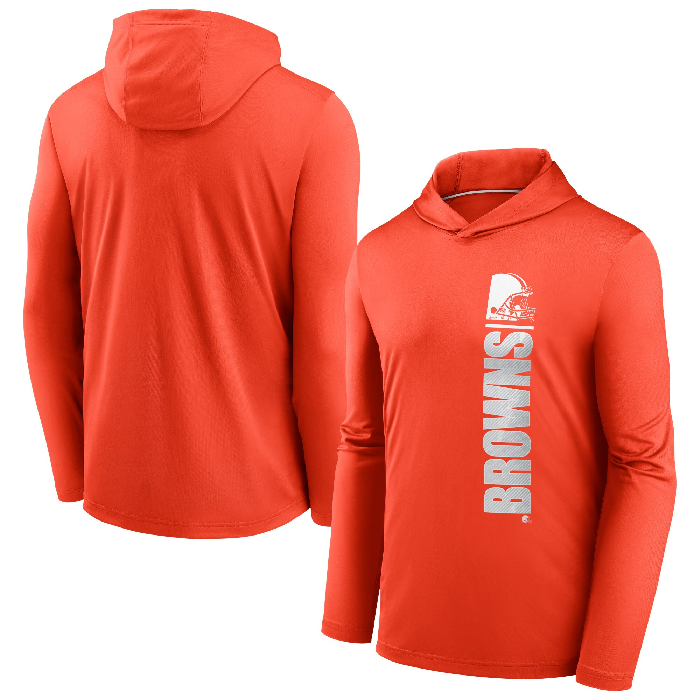 Men's Cleveland Browns Orange Fan Gear Team Stack Hoodie Performance Long Sleeve T-Shirt Men's Cleveland Browns Orange Fan Gear Team Stack Hoodie Performance Long Sleeve T-Shirt
