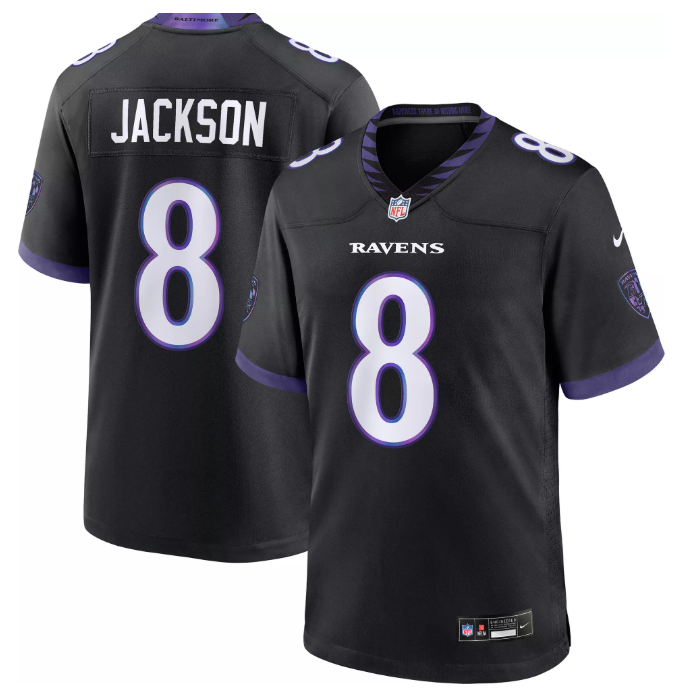 Men's Baltimore Ravens #8 Lamar Jackson Black Limited Football Game Jersey