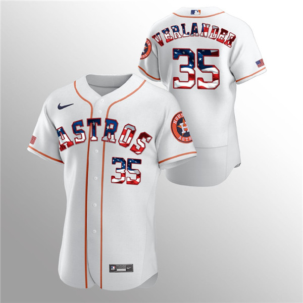 Men's Houston Astros #35 Justin Verlander White MLB 2020 Stars & Stripes Flex Base Stitched Jersey Men's Houston Astros #35 Justin Verlander White MLB 2020 Stars & Stripes Flex Base Stitched Jersey