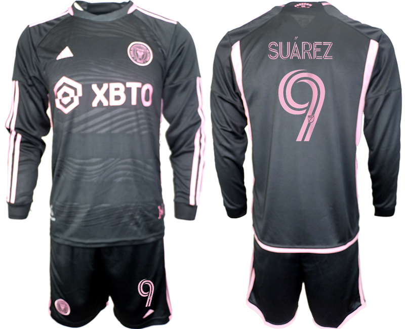 Men'sMen's Inter Miami CF #9 Luis Suárez 2023/24 Black Away Soccer Jersey Suit Men'sMen's Inter Miami CF #9 Luis Suárez 2023/24 Black Away Soccer Jersey Suit