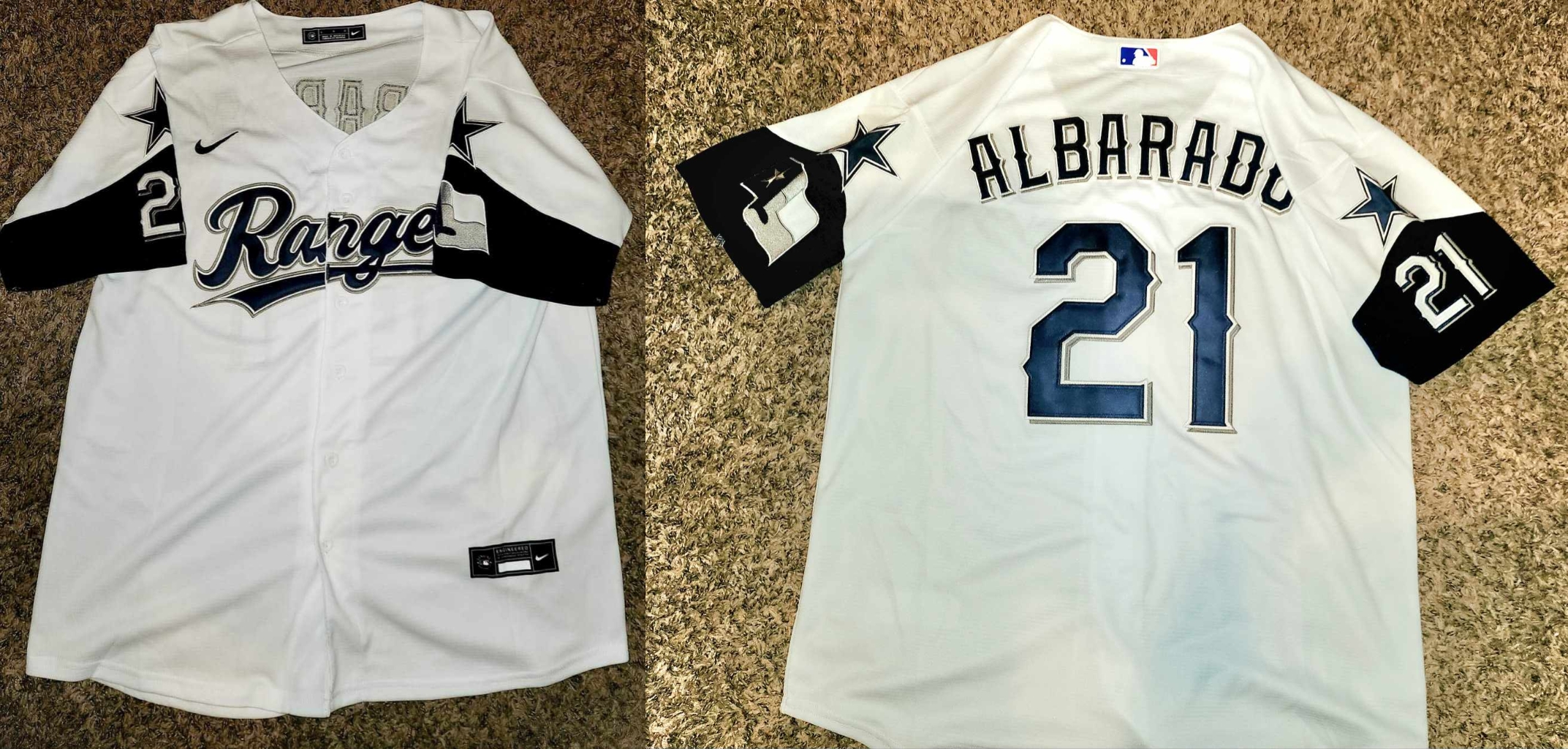 Men's Texas Rangers&Cowboys Active Player Custom Dark Blue Stitched Baseball Jersey Men's Texas Rangers&Cowboys Active Player Custom Dark Blue Stitched Baseball Jersey