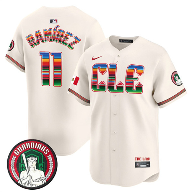 Men's Cleveland Guardians #11 José Ramírez Cream Mexico Vapor Premier Limited Stitched Baseball Jersey Men's Cleveland Guardians #11 José Ramírez Cream Mexico Vapor Premier Limited Stitched Baseball Jersey