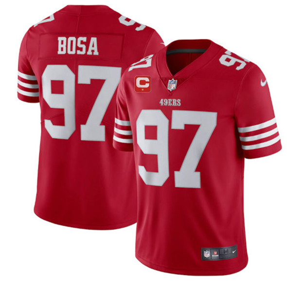 Men's San Francisco 49ers #97 Nike Bosa 2022 Red With 1-star C Patch Vapor Untouchable Limited Stitched Football Jersey Men's San Francisco 49ers #97 Nike Bosa 2022 Red With 1-star C Patch Vapor Untouchable Limited Stitched Football Jersey