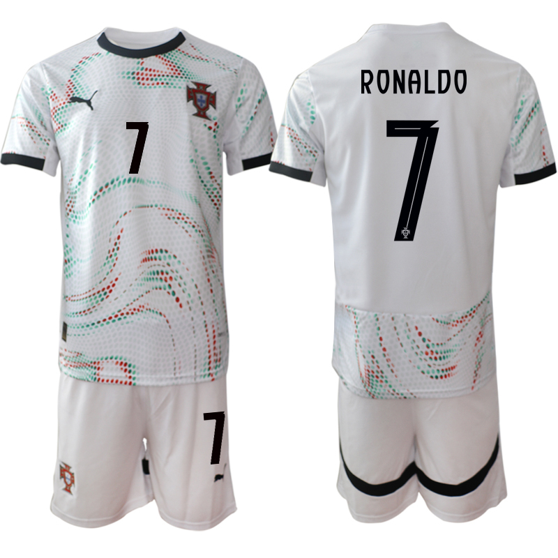 Men's Portugal Team #10 Bernardo 2025 White Away Soccer Jersey Suit