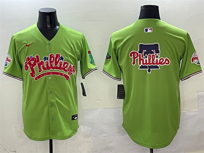 Men's Philadelphia Phillies Team Big Logo Light Green Phanatic Limited Stitched Jersey Men's Philadelphia Phillies Team Big Logo Light Green Phanatic Limited Stitched Jersey