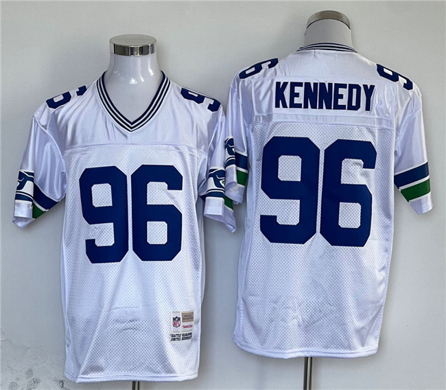 Men's Seattle Seahawks #96 Cortez Kennedy White Throwback Stitched Football Jersey Men's Seattle Seahawks #96 Cortez Kennedy White Throwback Stitched Football Jersey