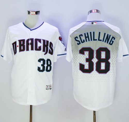 Diamondbacks #38 Curt Schilling White/Capri New Cool Base Stitched MLB Jersey Diamondbacks #38 Curt Schilling White/Capri New Cool Base Stitched MLB Jersey