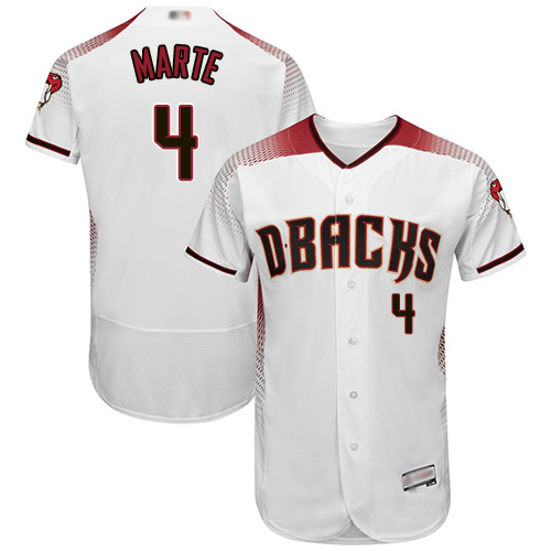 Diamondbacks #4 Ketel Marte White/Crimson Flexbase Authentic Collection Stitched MLB Jersey Diamondbacks #4 Ketel Marte White/Crimson Flexbase Authentic Collection Stitched MLB Jersey