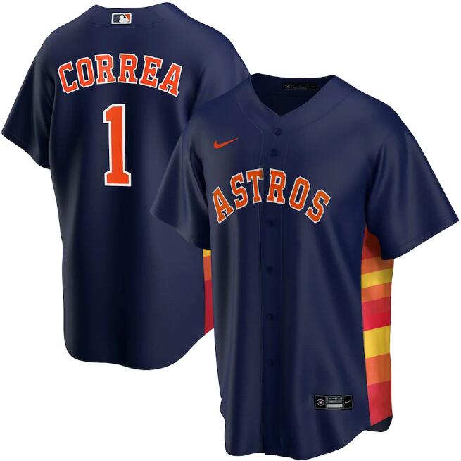 Men's Houston Astros #1 Carlos Correa Navy MLB Cool Base Stitched Jersey Men's Houston Astros #1 Carlos Correa Navy MLB Cool Base Stitched Jersey