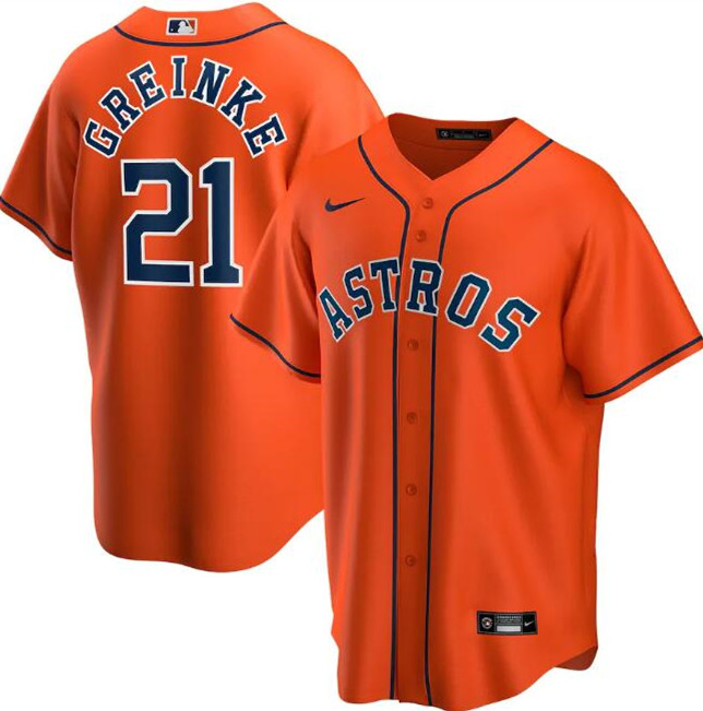 Men's Houston Astros #21 Zack Greinke Orange MLB Cool Base Stitched Jersey Men's Houston Astros #21 Zack Greinke Orange MLB Cool Base Stitched Jersey