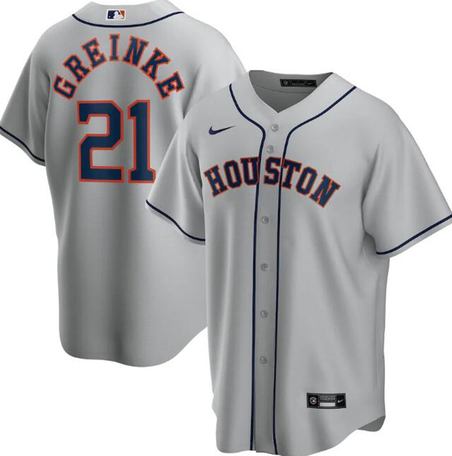 Men's Houston Astros #21 Zack Greinke Grey MLB Cool Base Stitched Jersey Men's Houston Astros #21 Zack Greinke Grey MLB Cool Base Stitched Jersey